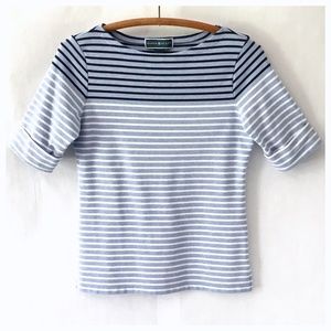 Karen Scott Blue White Striped Tee